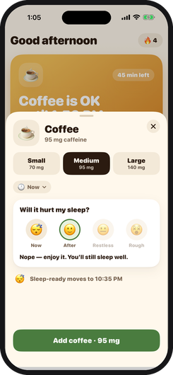 Will it hurt my sleep? preview for a medium coffee: enjoy it, sleep-ready moves to 10:35 PM